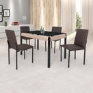 Conjunto Sala de Jantar Mesa Dubai 120x75cm Tampo Vidro com 4 Cadeiras Conjunto Sala de Jantar Mesa Dubai 120x75cm Tampo Vidro com 4 Cadeiras