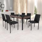 Conjunto Sala de Jantar Mesa Dubai 140x80cm Tampo Vidro com 6 Cadeiras Preto