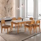 Conjunto Sala de Jantar Mesa Dublin Tampo Mdf 180cm Canto Copo com Vidro e 6 Cadeira Cleo Yescasa