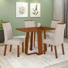 Conjunto Sala de Jantar Mesa Easy Pop 120x80cm Tampo MDF com 4 Cadeiras Confort Boucle Bege Frassino/Off White