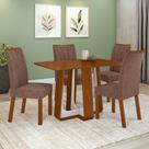 Conjunto Sala de Jantar Mesa Easy Pop 120x80cm Tampo MDF com 4 Cadeiras Confort Couro Morano Avelã Frassino/Off White