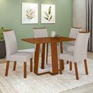 Conjunto Sala de Jantar Mesa Easy Pop 120x80cm Tampo MDF com 4 Cadeiras Confort Linho Mosaico Cinza Frassino/Off White