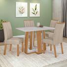 Conjunto Sala de Jantar Mesa Easy Pop 120x80cm Tampo Vidro/MDF com 4 Cadeiras Confort Linho Rinzai Bege Amendoa Clean/off White Conjunto Sala de Jantar Mesa Easy Pop 120x80cm Tampo Vidro/MDF com 4 Cadeiras Confort Linho Rinzai Bege Amendoa Clean/off White