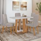 Conjunto Sala de Jantar Mesa Easy Pop 120x80cm Tampo Vidro/MDF com 4 Cadeiras Seat Veludo Liso Capuccino Amendoa Clean/off White Conjunto Sala de Jantar Mesa Easy Pop 120x80cm Tampo Vidro/MDF com 4 Cadeiras Seat Veludo Liso Capuccino Amendoa Clean/off White