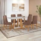 Conjunto Sala De Jantar Mesa Easy Tampo Vidro-mdf 6Cadeiras
