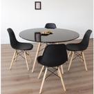 Conjunto Sala de Jantar Mesa Eiffel 120x75cm Tampo Mdf com 4 Cadeiras Eiffel Pp Conjunto Sala de Jantar Mesa Eiffel 120x75cm Tampo Mdf com 4 Cadeiras Eiffel Pp