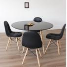 Conjunto Sala de Jantar Mesa Eiffel 120x75cm Tampo MDF Preto com 4 Cadeiras Eiffel Botonê Conjunto Sala de Jantar Mesa Eiffel 120x75cm Tampo MDF Preto com 4 Cadeiras Eiffel Botonê