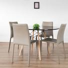Conjunto Sala de Jantar Mesa Eiffel Redonda 120cm Tampo MDF com 4 Cadeiras Amanda