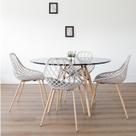 Conjunto Sala de Jantar Mesa Eiffel Redonda 120cm Tampo MDF com 4 Cadeiras Cloe Base Aço