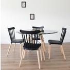 Conjunto Sala de Jantar Mesa Eiffel Redonda 120cm Tampo Mdf com 4 Cadeiras Janaína