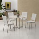 Conjunto Sala de Jantar Mesa em Mdf com Vidro 4 Cadeiras Moscou