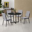 Conjunto Sala de Jantar Mesa em Mdf com Vidro 4 Cadeiras Moscou