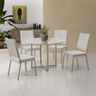 Conjunto Sala de Jantar Mesa em Mdf com Vidro 4 Cadeiras Moscou