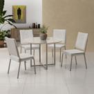 Conjunto Sala de Jantar Mesa em Mdf com Vidro 4 Cadeiras Moscou Conjunto Sala de Jantar Mesa em Mdf com Vidro 4 Cadeiras Moscou
