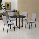 Conjunto Sala de Jantar Mesa em MDF com Vidro 4 Cadeiras Moscou Preto/Cinza Conjunto Sala de Jantar Mesa em MDF com Vidro 4 Cadeiras Moscou Preto/Cinza