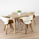 Conjunto Sala de Jantar Mesa Finlândia 120x75cm com 4 Cadeiras Betina Linho Bege/Creme
