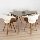Conjunto Sala de Jantar Mesa Finlândia Nogueira 120x75cm com 4 Cadeiras Betina Linho Bege/Creme