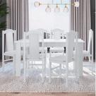 Conjunto Sala de Jantar Mesa Fixa com 6 Cadeiras Branco