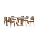 Conjunto Sala de Jantar Mesa Florença 160x90cm Tampo Retângular Vidro/MDF Off White com 6 Cadeiras Évora Móveis Minas