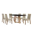 Conjunto Sala de Jantar Mesa Florença Madeira Maciça 180x90cm Tampo Retângular Vidro Preto com 6 Cadeiras Dallas com Puxador Móveis Minas Conjunto Sala de Jantar Mesa Florença Madeira Maciça 180x90cm Tampo Retângular Vidro Preto com 6 Cadeiras Dallas com Puxador Móveis Minas