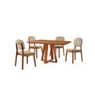 Conjunto Sala de Jantar Mesa Floripa 120x80cm Tampo Retângular Laminado Mel e com 4 Cadeiras Évora - Móveis Minas