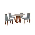 Conjunto Sala de Jantar Mesa Floripa Madeira Maciça 90x90cm Tampo Quadrado Vidro Off White com 4 Cadeiras Dallas com Puxador Móveis Minas