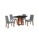 Conjunto Sala de Jantar Mesa Floripa Madeira Maciça 90x90cm Tampo Quadrado Vidro Preto com 4 Cadeiras Dallas com Puxador Móveis Minas