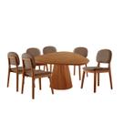Conjunto Sala de Jantar Mesa Gênova 130cm Tampo Orgânico Laminado com 6 Cadeiras Évora - Móveis Minas
