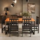 Conjunto Sala De Jantar Mesa Industrial Com Tampo Em Madeira Com 6 Cadeiras Maxi Do Brasil
