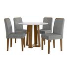 Conjunto Sala de Jantar Mesa Isabela 100X100 4 Cadeiras Amanda Ype/Off White/Linho Cinza Claro