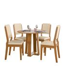 Conjunto Sala de Jantar Mesa Isabela 100X100 Sem Vidro 4 Cadeiras Carol Ype/Linho Palha Conjunto Sala de Jantar Mesa Isabela 100X100 Sem Vidro 4 Cadeiras Carol Ype/Linho Palha