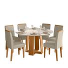 Conjunto Sala de Jantar Mesa Isabela 135X135 6 Cadeiras Cecilia Ype/Off White/Veludo Nude