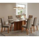 Conjunto Sala de Jantar Mesa Isadora 130cm com Tampo de Vidro 6 Cadeiras Clarice Cimol Conjunto Sala de Jantar Mesa Isadora 130cm com Tampo de Vidro 6 Cadeiras Clarice Cimol