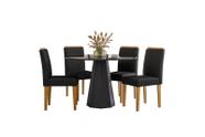 Conjunto Sala de Jantar Mesa Isis 117X117 4 Cadeiras Ana Preto/Ype/Veludo Preto
