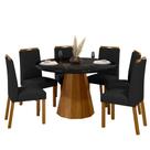 Conjunto Sala de Jantar Mesa Isis 135X135 6 Cadeiras Anitta 2024 Ype/Preto/Veludo Preto