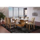 Conjunto Sala de Jantar Mesa Islandia 180x80cm Tampo Vidro/mdf Canto Reto com 6 Cadeiras Irlanda