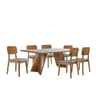 Conjunto Sala de Jantar Mesa Itália 180x90cm Tampo Retângular Vidro/MDF Mel e Off White com 6 Cadeiras Valença - Móveis Minas Conjunto Sala de Jantar Mesa Itália 180x90cm Tampo Retângular Vidro/MDF Mel e Off White com 6 Cadeiras Valença - Móveis Minas