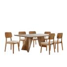 Conjunto Sala de Jantar Mesa Itália 180x90cm Tampo Retângular Vidro/MDF Mel e Off White com 6 Cadeiras Valença - Móveis Minas Conjunto Sala de Jantar Mesa Itália 180x90cm Tampo Retângular Vidro/MDF Mel e Off White com 6 Cadeiras Valença - Móveis Minas