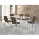 Conjunto Sala de Jantar Mesa Iza New Tampo MDF/Vidro 6 Cadeiras Natani New Yescasa