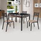 Conjunto Sala de Jantar Mesa Jade 120x75cm Tampo Vidro com 4 Cadeiras