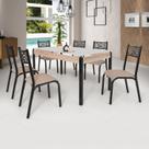 Conjunto Sala de Jantar Mesa Jade 140x80cm Tampo Vidro com 6 Cadeiras