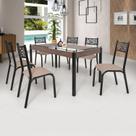 Conjunto Sala de Jantar Mesa Jade 140x80cm Tampo Vidro com 6 Cadeiras