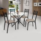 Conjunto Sala de Jantar Mesa Jade 90cm Tampo Vidrocom 4 Cadeiras