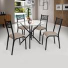 Conjunto Sala de Jantar Mesa Jade 90cm Tampo Vidrocom 4 Cadeiras Conjunto Sala de Jantar Mesa Jade 90cm Tampo Vidrocom 4 Cadeiras