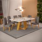 Conjunto Sala de Jantar Mesa Kiara 170cm Tampo MDF Pintura Quartzo com 6 Cadeiras Yasmin