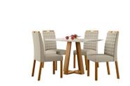 Conjunto Sala de Jantar Mesa Lectus 120X80 4 Cadeiras Mariah Ype/Off White/Veludo Nude