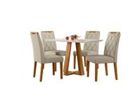 Conjunto Sala de Jantar Mesa Lectus 120X80 4 Cadeiras Sarah Ype/Off White/Veludo Nude