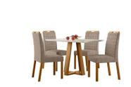 Conjunto Sala de Jantar Mesa Lectus 120X80 com 4 Cadeiras Mariah Ype/Off White/Suede Marrom - NC