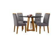 Conjunto Sala de Jantar Mesa Lectus 120X80 com 4 Cadeiras Sarah Ype/Preto/Veludo Cinza - NC