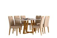 Conjunto Sala de Jantar Mesa Lectus 160X90 6 Cadeiras Lectus Ype/Off/Linho Areia